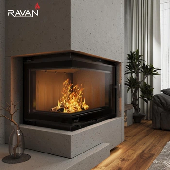 Угловая каминная топка Ravan IMPERIAL 700 L на дровах 16 кВт