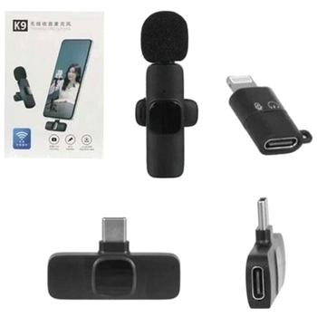 Петличный микрофон беспроводной 2.4 Гц для записи звука iOS Android черный HM-3630