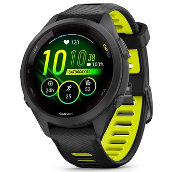 Смарт-годинник Garmin Forerunner 265S Black Bezel and Case with Black/Amp Yellow Silicone Band (010-02810-53) Refurbished