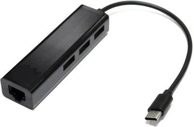 Адаптер (хаб) Type-C на Ethernet + 3 USB порти перехідник чорний