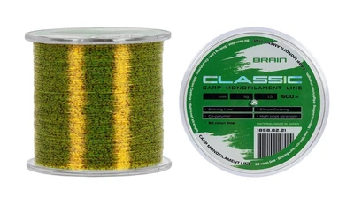 Леска 3D тонущая с силиконовым покрытием Brain Classic Carp Line Neon Lime 600м 0,3мм