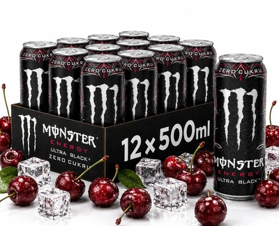 Упаковка безалкогольного енергетичного напою Monster Energy Ultra Black 500 ml х 12 банок енергетик