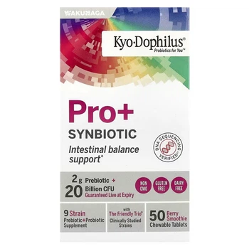 Пребиотики Kyolic Пробиотик с пребиотиком вкус ягодного смузи Kyo-Dophilus Pro+Synbiotic 50 жевательных таблеток