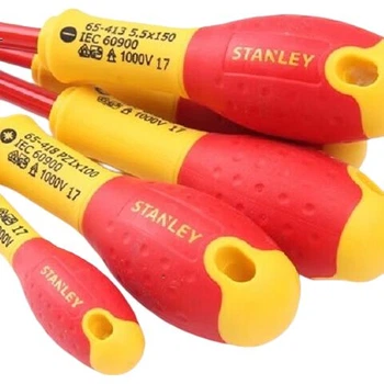 Плоская отвертка STANLEY 1000 В с изоляцией и двухцветной ручкой, 2,5x50 мм, 65-410