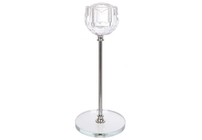 Скляний свічник Tulip D7.8*19 см, колір - срібло