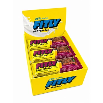 Блок протеиновых батончиков Fitly Protein Bar 25% No Added Sugar, 12*45 грамм - Шоколад-вишня