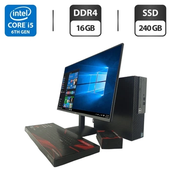 Комплект ПК: компьютер Dell OptiPlex 3050 SFF/Intel Core i5-6400 (4 ядра по 2.7 - 3.3 GHz)/16 GB DDR4/240 GB SSD/Intel HD Graphics 530 + Новый монитор AOC 24B31H/24" (1920x1080) IPS / Кабели б/у + Подарок Проводная клавиатура + мышка