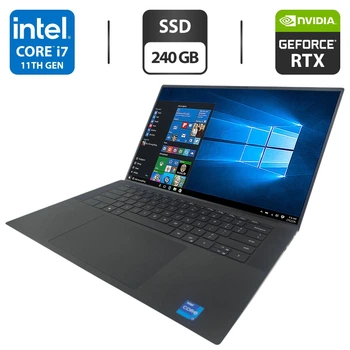Игровой ноутбук Dell XPS 15 9510 / 15.6" (3456x2160) IPS Touch / Intel Core i7-11800H (8 (16) ядер по 2.3 - 4.6 GHz) / 16 GB DDR4 / 240 GB SSD / nVidia GeForce RTX 3050, 4 GB GDDR6, 128-bit / WebCam б/у
