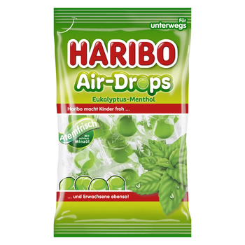 Жевательные конфеты Haribo Air Drops Eukalyptus Menthol эвкалипт и ментол 100 г