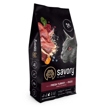 Корм сухий Savory Adult Cat Steril Fresh Turkey with Duck для стерилізованих котів з індичкою та качкою 8 кг