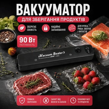 Вакуумный упаковщик для продуктов, вакууматор для еды с функцией вакуумирования и запаивания пакетов