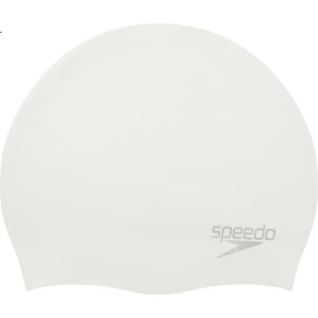 Силиконовая плавательная шапочка Speedo, однотонная, классическая, гибкая, удобная, водонепроницаемая, для защиты волос, белая.