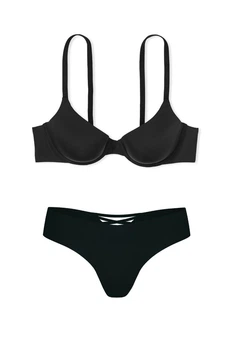 Комплект белья: бюстгальтер с уплотнённой чашкой и трусики стринг Victoria's Secret 80B/M Черный (150285)