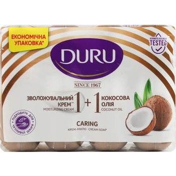 Мило тверде Duru Soft Sensations Зволожувальний крем + кокосова олія 4 шт 320 г (8690506559557)