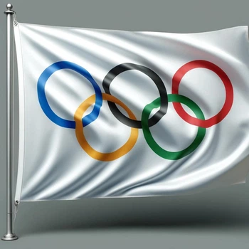 Олімпійський прапор для змагань 150*90 см, стяг з олімпійськими кільцями з люверсами для флагштока, банер олімпійських ігор