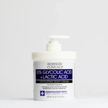 Крем для тела с 10% гликолевой кислотой и молочной кислотой Advanced clinicals 10% glycolic acid + lactic acid body cream