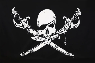 Флаг корсаров с черепом и скрещенными саблями, пиратский баннер Jolly Roger, флаг пиратов-корсаров 150*90 Весёлый Роджер