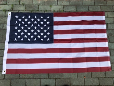 Американський прапор з вишитими зірками стяг США 150*90 см з люверсами, об'ємний банер країни Сполучені Штати USA