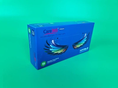 Рукавички одноразові нітрилові сині CARE 365, розмір S, 100 шт, неопудрені, для огляду, клінінгу та сервісу