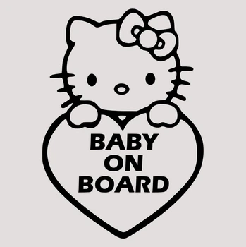 Вінілова наклейка на автомобіль Baby on Board - Hello Kitty та монтажна плівка 30x21 см