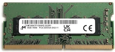 Оперативна пам'ять для ноутбука Micron 8GB DDR4 3200MHz SO-DIMM 1Rx8 (MTA8ATF1G64HZ-3G2R1) код CG-439684634