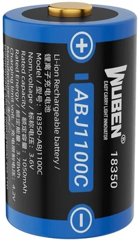Аккумуляторная батарея Wuben 18350 ABJ1100C 1100mAh для фонарей T7 T4 литий-ионная многоразовая