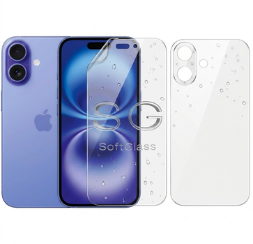 Бронепленка для Apple iPhone 16 комплект: для передней и задней панели износоустойчивая полиуретановая SoftGlass