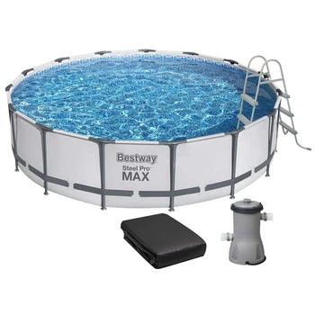 Каркасный бассейн Bestway 56488 круглый d 457х107, 14970 л, с картриджным фильтром, лестницей, тентом