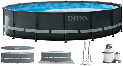 Каркасный бассейн Intex 26330 круглый 549х132 см, 26423 л, с картриджным фильтром, лестницей, тентом