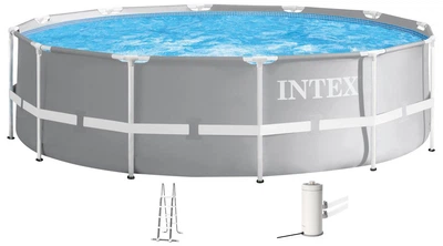 Каркасный бассейн Intex 26718 круглый 366х122 см, 10685 л, с картриджным фильтром, лестницей