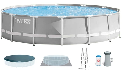 Каркасный бассейн Intex 26726 круглый 457х122 см, 16805 л, с картриджным фильтром, лестницей, тентом