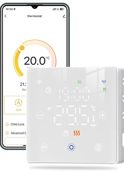 Розумний термостат MOES WHT-S03 ZigBee для котла, WiFi керування через телефон, сенсорний, білий