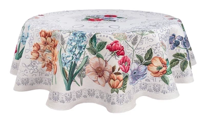 Скатертина гобеленова MANDALAS FLOWERS Ø160 см 40% поліестер 60% бавовна сірий