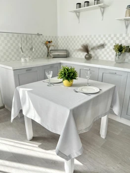 Скатерть водоотталкивающая ZAIRA GRIS 150x300 см 70% полиэстер 30% хлопок серый