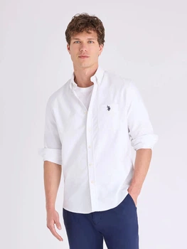 Рубашка хлопковая мужская U.S. Polo Assn 115705-YC00A(Optic White) L Белая (786660260649)