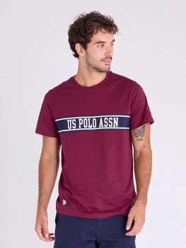 Футболка бавовняна довга чоловіча U.S. Polo Assn 11T0064-2X00A(Maroon Banner) 2XL Бордова з принтом (786662475676)