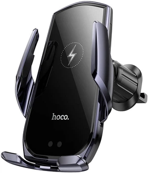 Автотримач для телефону HOCO CA202 Plus Enlightener Wireless Charging Black-Gray (6942007623469)