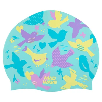 Шапочка для плавания силиконовая для взрослых MD Birds M057431 Голубой