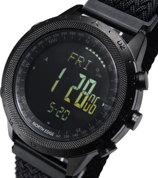 Мужские часы North Edge Desert Nylon Power Black 5BAR с компасом