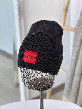 Шапка зимняя вязаная с логотипом One Size Черный (Шапка HUGO 605)