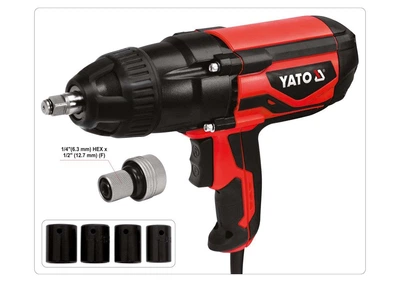 Гайковерт електричний ударний YATO 1020 Вт 600 Нм 1/2" + 4 головки кейс (YT-82021)