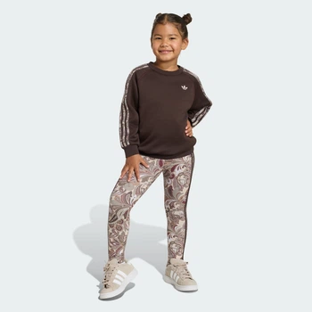Детский комплект: свитшот и леггинсы OVERSIZE CREW/TIGHT LEGGINGS adidas KR9209 (128) коричневый (4069993567767)