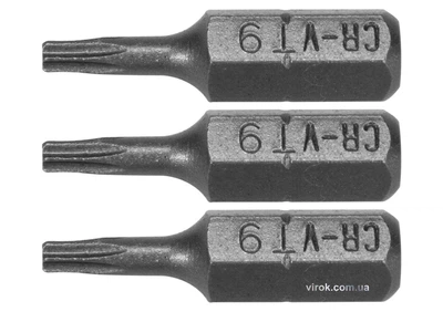 Біти STHOR TORX T9 x 25 мм HEX 1/4" Cr-V 3 шт 65491