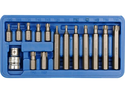 Набір біт VOREL TORX T20-T55 довжина 30/75 мм Cr-V з адаптером 1/2" 15 шт 66580
