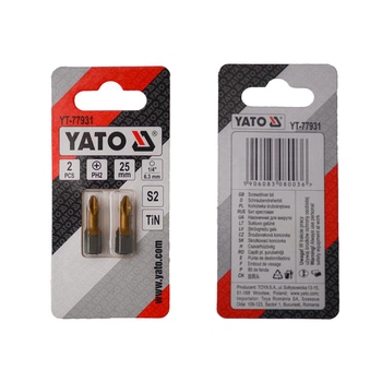 Биты YATO PH2 x 25 мм HEX 1/4" титановые 2 шт YT-77931