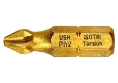 Биты USH ISOTIN PH2 x 25 мм Torsion титановые 10 шт UUSG0022342