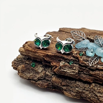 Серьги 'Совы' серебро 925° 2,00г. винтики пусеты (22С322зл)