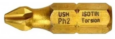 Біти USH ISOTIN PH1 x 25 мм Torsion титанові 10 шт UUSG0022341