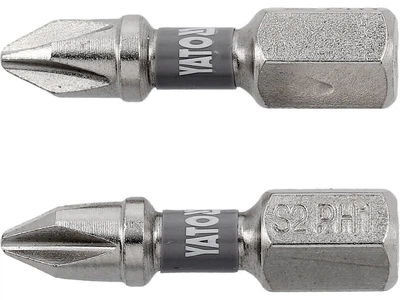 Біти YATO PH1 x 25 мм HEX 1/4" нікельовані 2 шт YT-78000