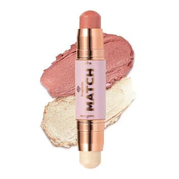 Хайлайтер та румяна Match Stick Highlighter and Blush Bogenia BG637 №001 Світлий Беж+Насичений Рожево-Коралови